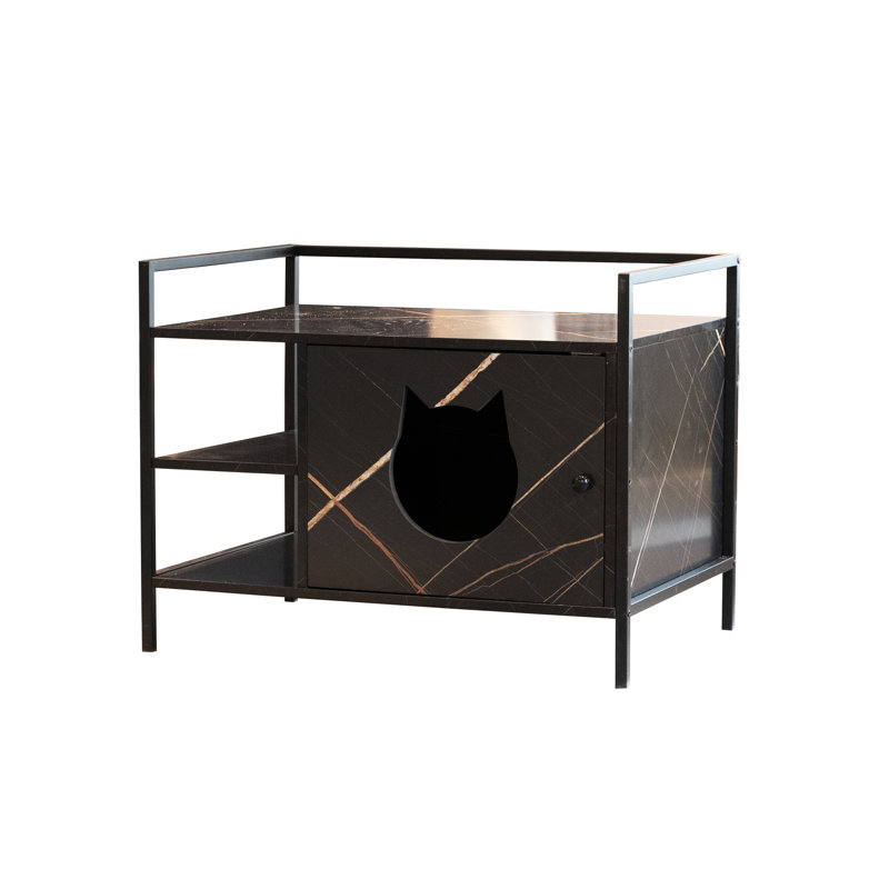 Armoire à litière pour chat et chatons - imperméable, avec espaces de rangement pour chat, plateau plat spacieux, peut être utilisée comme table basse