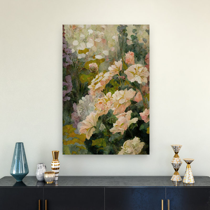 Cottage Rose Garden Delicate Elegant Peaceful Nature Spring Wall Art Print, 91.44cm H x 60.96cm W