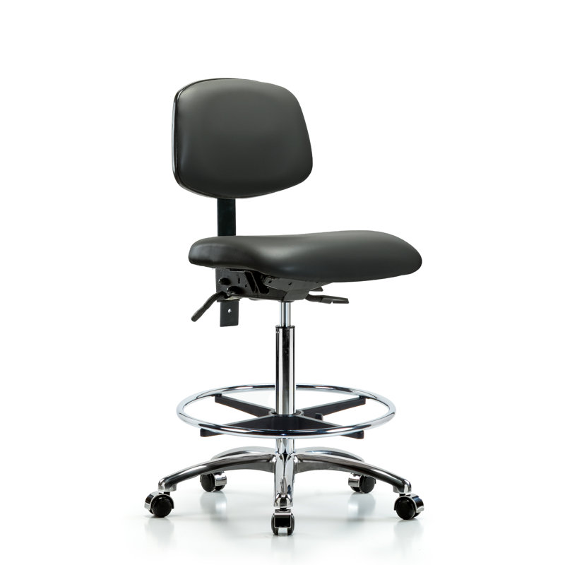 Chaise de travail en vinyle Lakayden, Roulettes, Non, Carbone