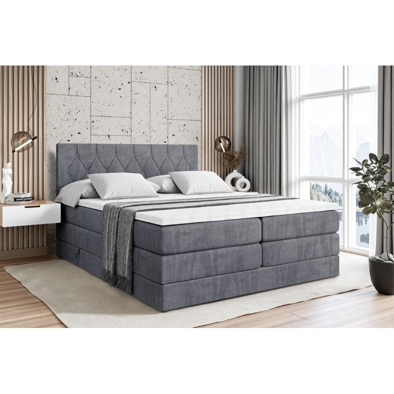 Brixon Pocket Spring Mattress Divan Bed Set, Dark gray, 180cm W x 200cm L