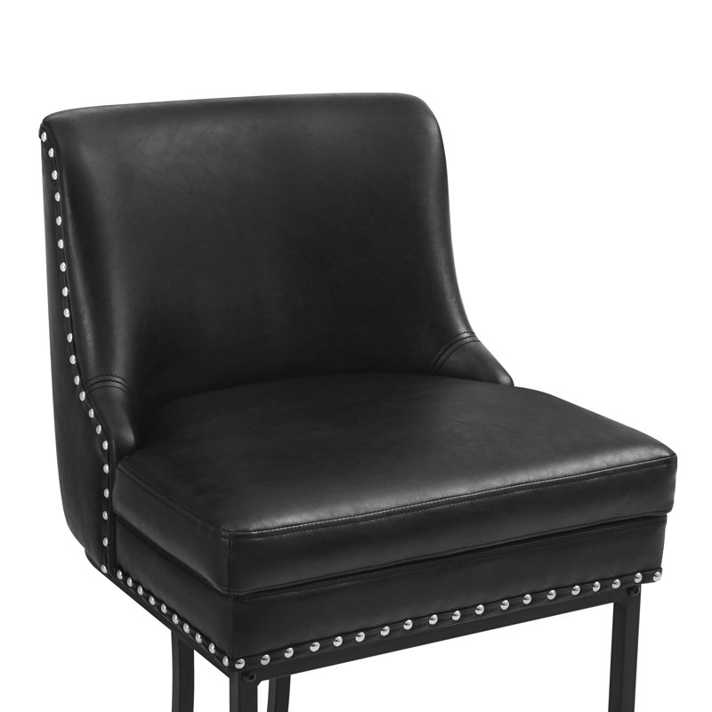 Tabouret de comptoir rembourré H 26 po avec structure en métal, 4, Noir