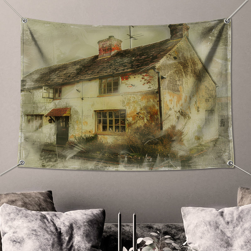 Tapisserie «Cottage» - Décoration murale architecture, 51in H x60in W with 4 Grommets