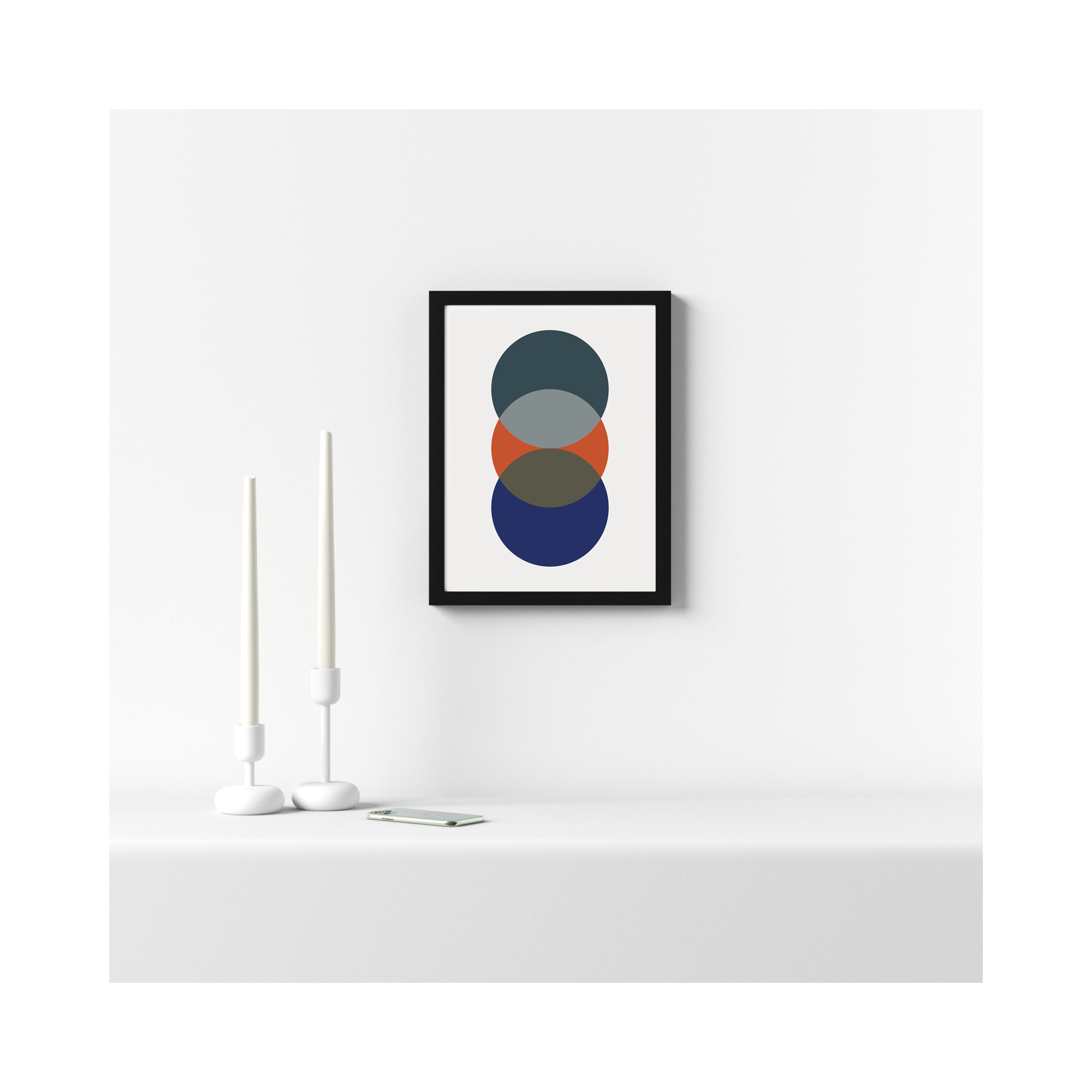 Layered Retro Modern Circles In Bright Colors by The Creative Bunch Studio, 21" H x 17" W x 1" D, Black