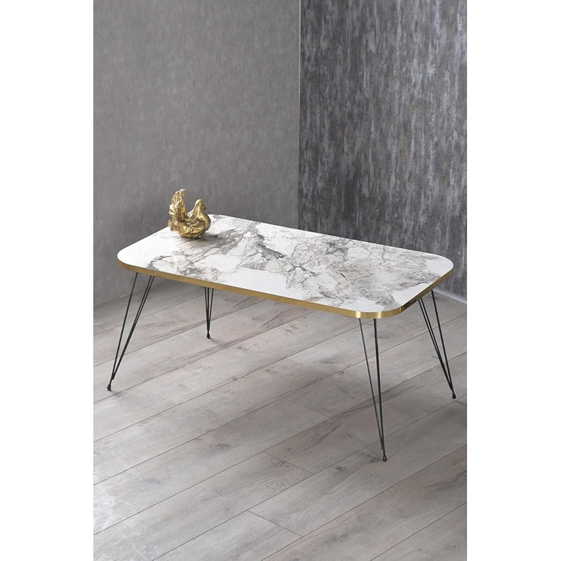 Santino Living Room Table Set, White Marble