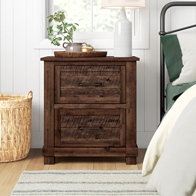Table de chevet en bois massif à 3 tiroirs Carney