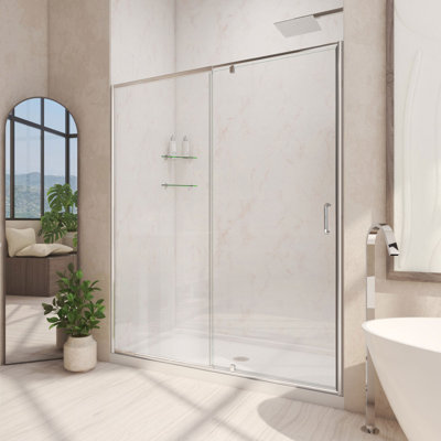 Dreamline Flex 32" x 74.75" Square Pivot Hinged Frame Shower Door with Base