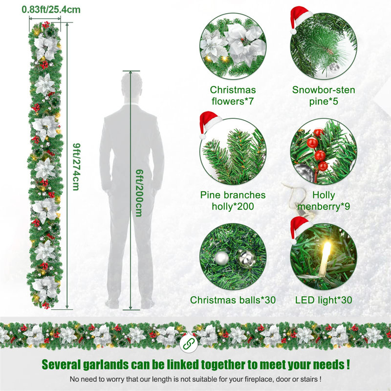 30cm Lighted Garland with Lights