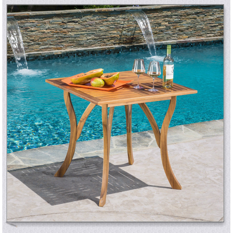 Table de salle à manger d'extérieur carrée en bois d'acacia - Durable, résistante aux intempéries et élégante pour une utilisation sur le patio et la cour