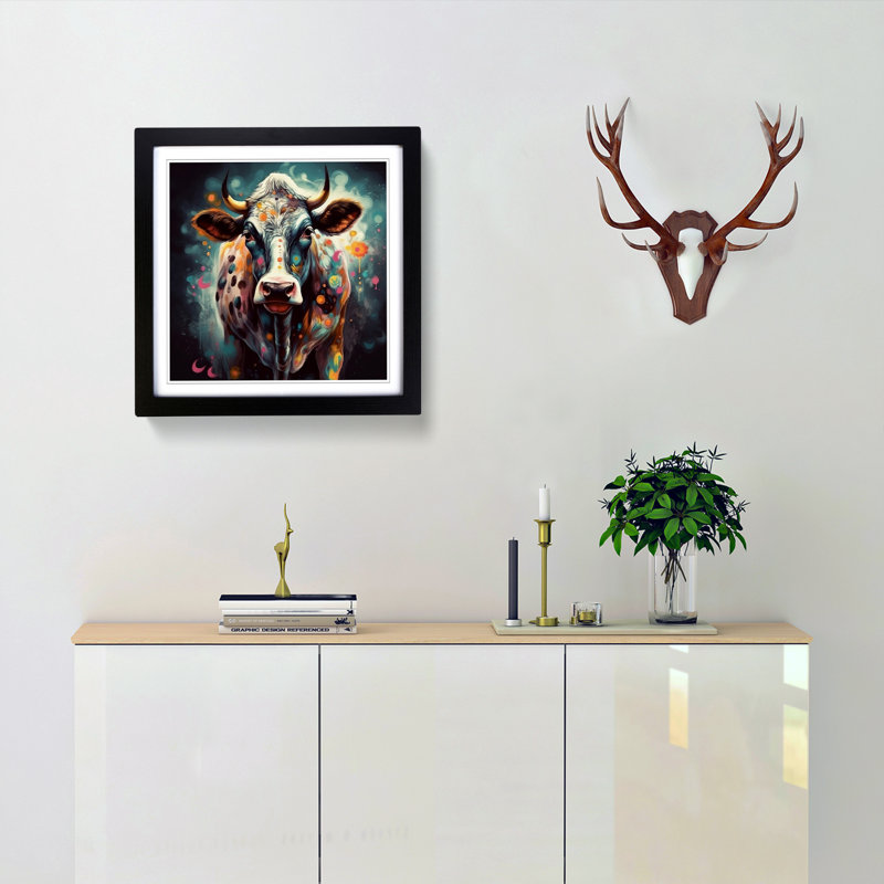 Cow Conceptual Art - Framed Print, Black