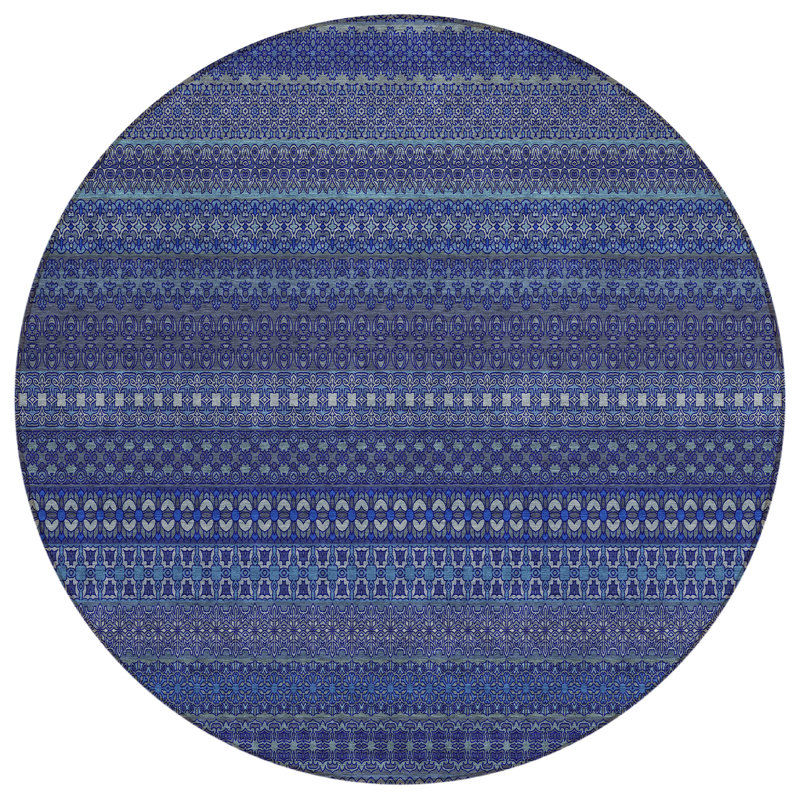 Tapis intérieur / extérieur à rayures Lovell, Rond 8 pi