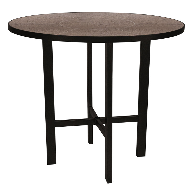 Tables Outdoor Round Bar Table, Canyon Taupe, Carbon Black, 29.5" H x 54" W x 54" D