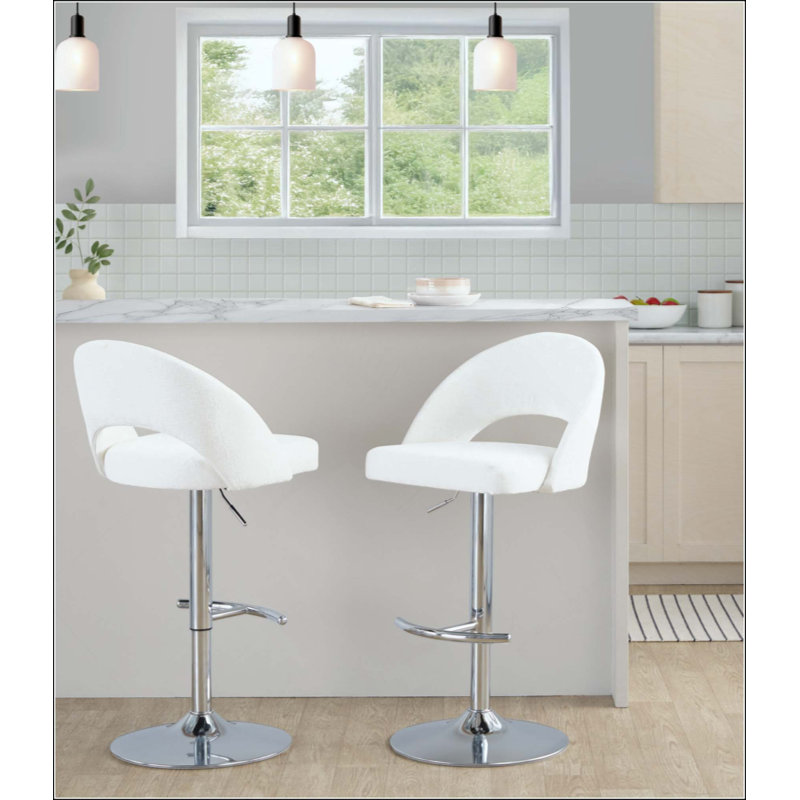 Repose-pieds de tabouret de bar réglable - ensemble de 2, Siège beige / structure argentée