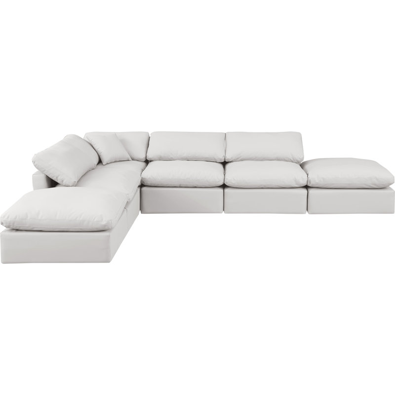 Canapé modulaire en similicuir 6 pièces Itala, Crème végétalien en cuir