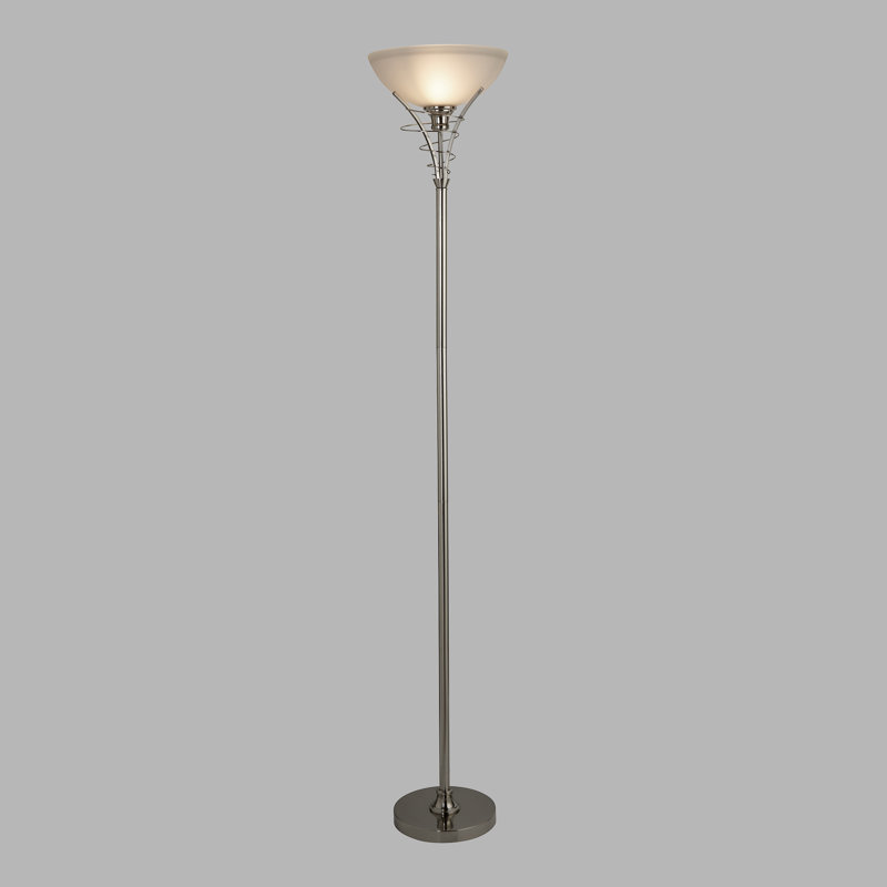 Pinckney 179cm Torchiere Floor Lamp, Satin Silver