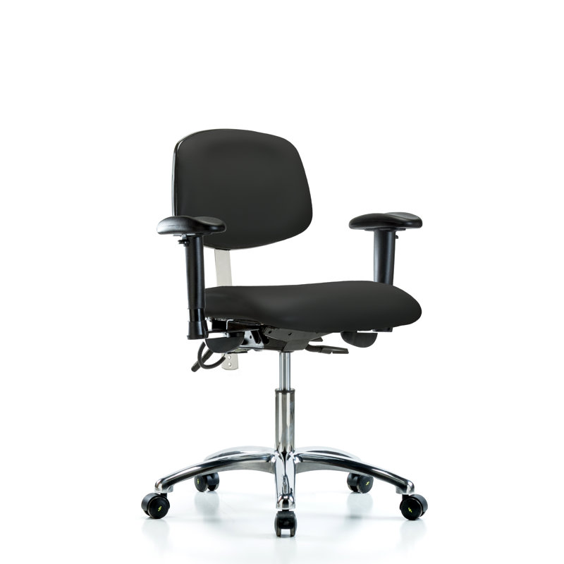 Neve Vinyl Task Chair, Black, Casters, Not Included