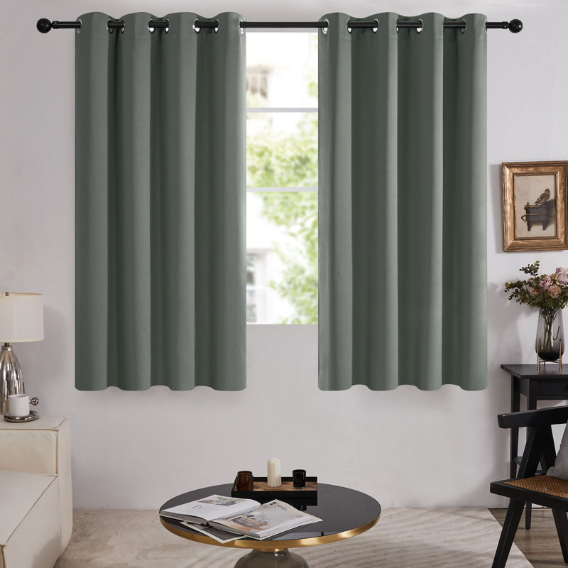 100 Percent Blackout with Liner Grommet Curtain Panel (Set of 4), Dark Gray, 52" W x 45" L