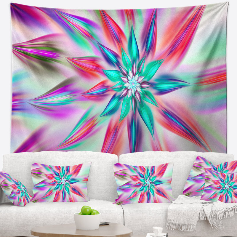 Tapisserie florales de fleurs rosees de danse, H 50 po x l 60 po