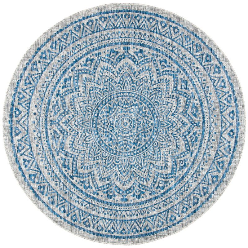 Atlanta Hooked Grey/Blue Area Rug, Round 160 cm