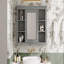Armoire à pharmacie 35 po x 27,5 po, armoire de rangement murale pour salle de bain, armoire murale moderne avec miroir, armoire à miroir avec 6 tablettes ouvertes (meuble-lavabo non inclus)-1344537503