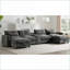 Canapé modulaire en forme de U 6 places avec repose-pieds de rangement, console, USB | Chenille 30 po de large pour salon | Gris clair, chenille-927379726