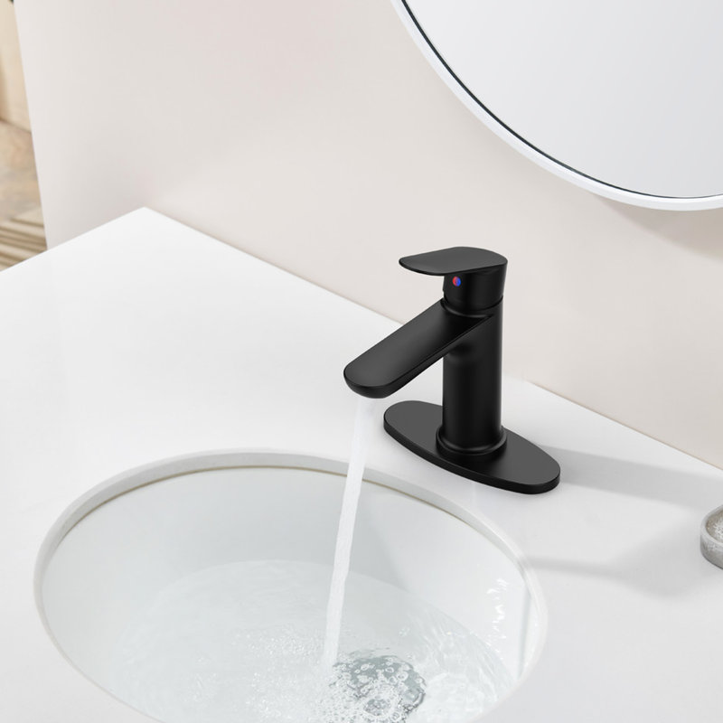 Robinet de salle de bain noir mat à poignée simple - montage sur plateau pour 1 trou, résistant à la corrosion, économe en eau avec aérateur