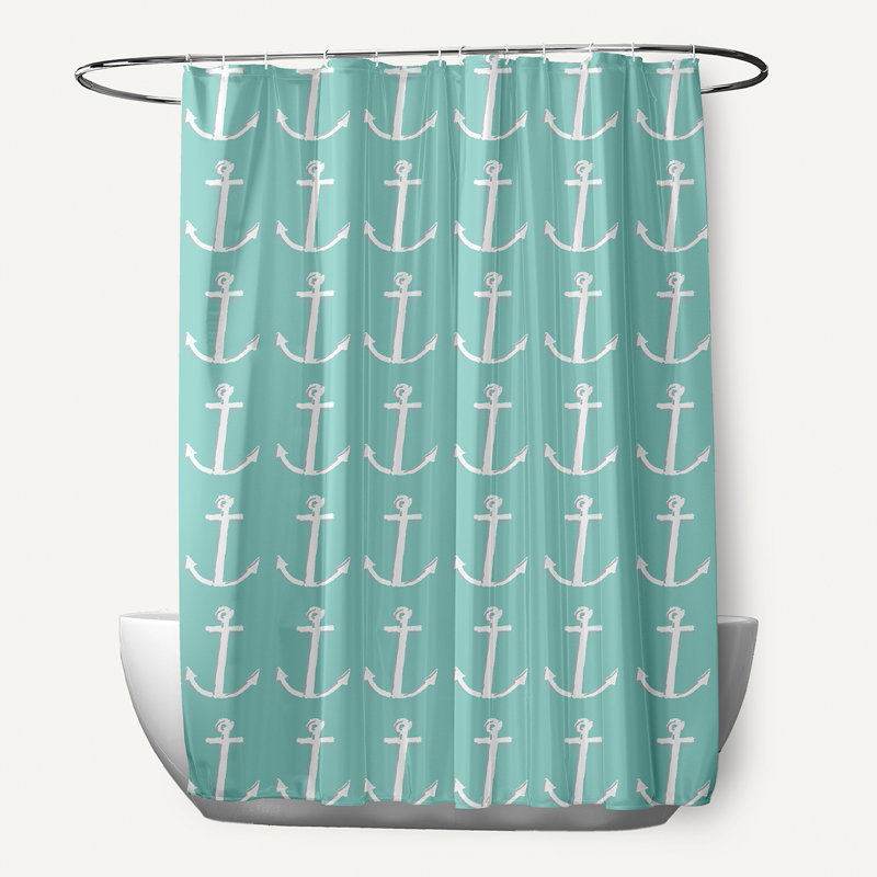 Rideau de douche simple Yancy, Aqua / gris