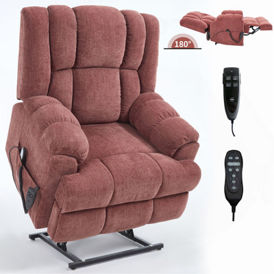 Dual Motor Heat Massage Infinite Position Up To 350 LBS Electric Power Lift Recliners With Power-Remote, Medium-Firm And Heavy Duty