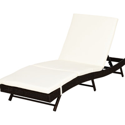 Chaise longue de piscine réglable en 5 positions, rembourrée, pour terrasse ou patio extérieur, 200 x 71 x 89 cm, couleur café.
