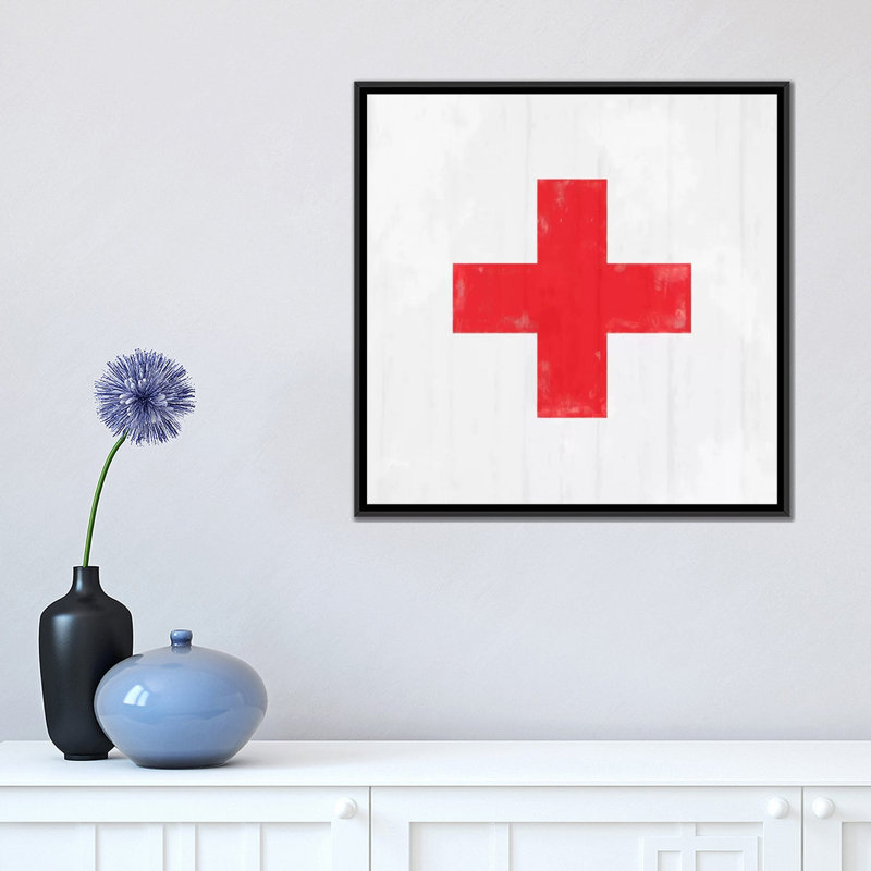 Albree Modern Cross, impression sur toile, H 18 po x l 18 po x P 1,5 po, Toile avec cadre flottant noir, Pas de tapis