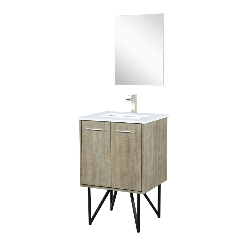 Lancy 24 in W x 20 in D Single Bath Vanity Mirror and Faucet Set, White Quartz
