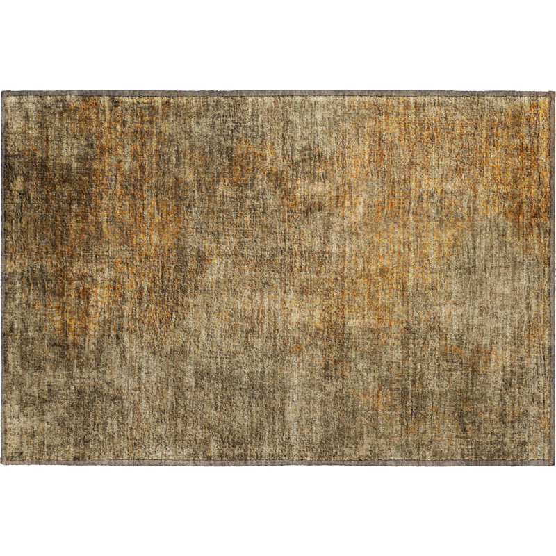 Premium Machine Washable Cerrito AMF593 Brown Rug, Rectangle 1'8" x 2'6"