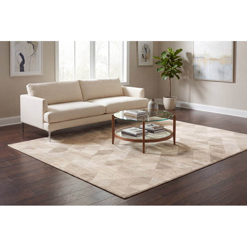 Tapis beige à motif géométrique Gerin, Rectangle 6 pi 7 po x 9 pi 6 po
