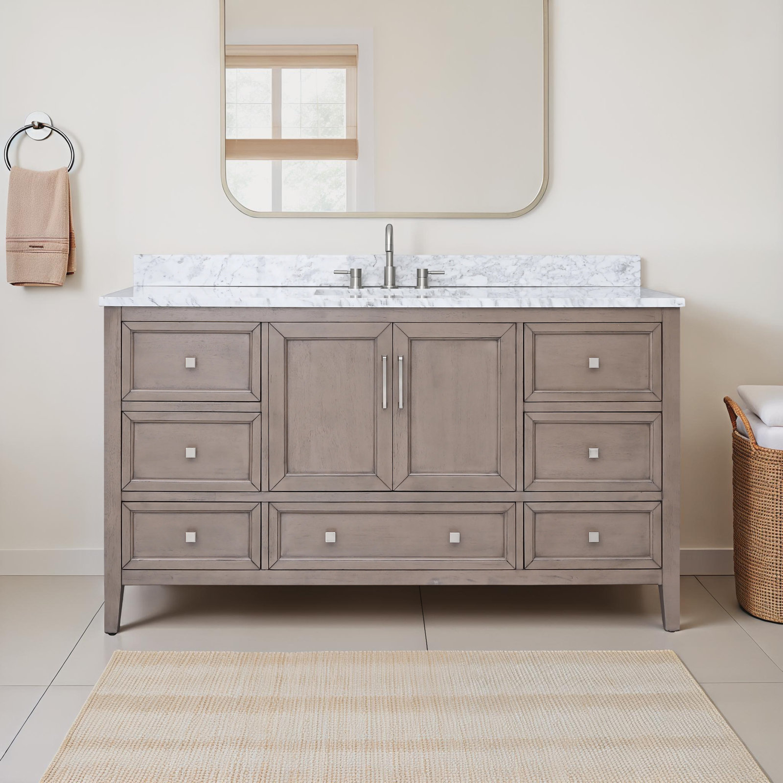 Murrieta 61'' Single Bathroom Vanity, Gray Oak