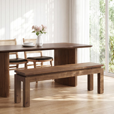 59" Solid Wood Dining Bench, Indoor Bench Seating for Dining Room, Entrance