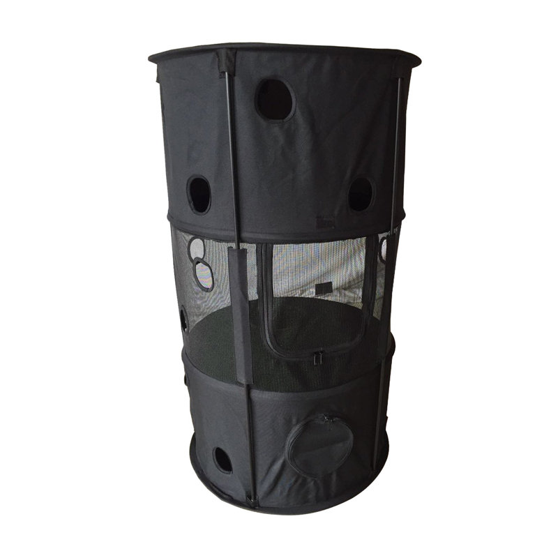 Climbertree Circular Obstacle Portable Cat House with Door, Black