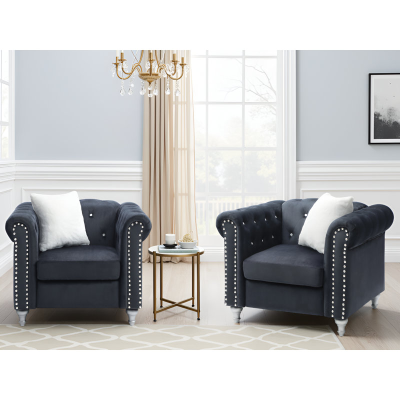 Ensemble de 2 chaises en velours Latonya, Noir