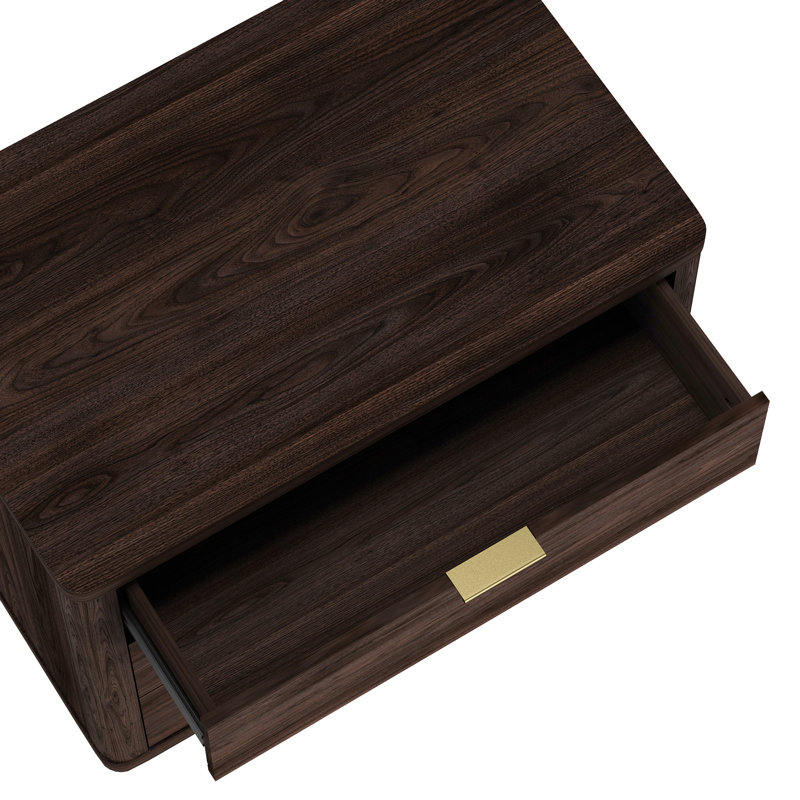 Evelyn 32" Modern Nightstand with 3 Full Extension Drawers in Brown, Brown