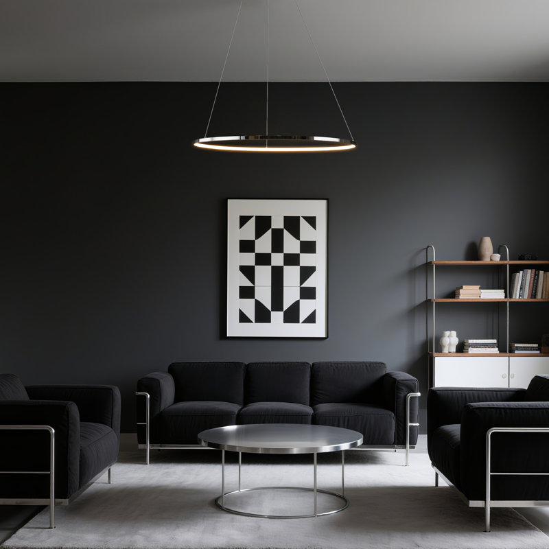 Lustre spectaculaire et unique à 1 lumière DEL Odin, Chrome chrome, H 0,75 po x l 34,88 po x P 34,88 po