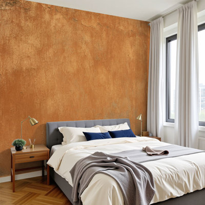 Peel and Stick Wallpaper 144" W x 100" H Modern Self Adhesive Wall Mural for Bedroom Terracotta Colored Roman Grunge Wall Texture