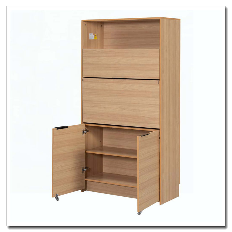 69''H Buffet with Hutch and Foldable Workstation, Multifunctional Storage Cabinet Cupboard with Adjustable Shelf and Power Outlet