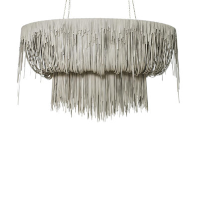 Stretch Oval Leather Fringe Chandelier
