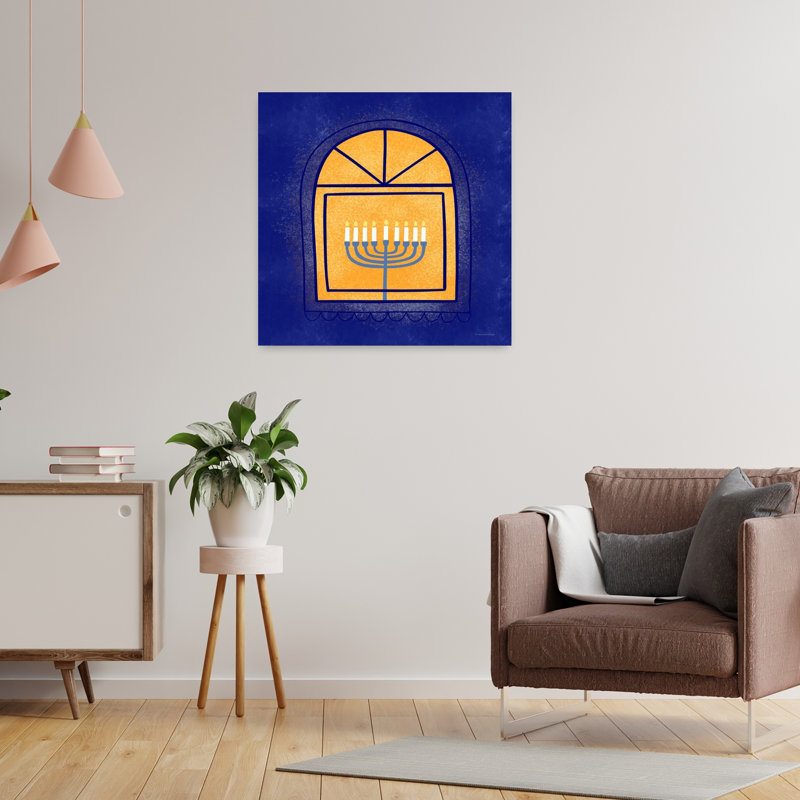 Fenêtre, menorah, art contemporain abstrait, H 24 po x l 24 po