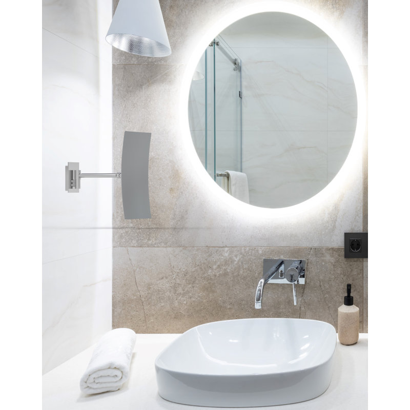 Chrome Minimalist Rectangular Wall Mounted Magnifying Mirror