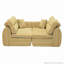 Canapé tissé à compression en chenille rayée, canapé compact à rangée droite avec éponge haute densité, canapé économiseur d'espace requis sans assemblage pour salon, appartement, bureau-129595791