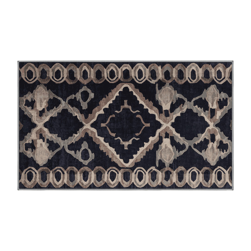 Machine Washable Gray Area Rug, Rectangle 5' x 7'