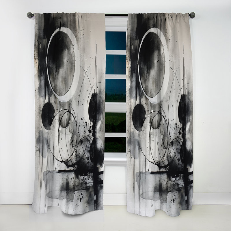 Exploring The Depths Of Black Marble IV - Abstract Geometric Blackout Curtain - 1 Panels, 52" W x 84" L