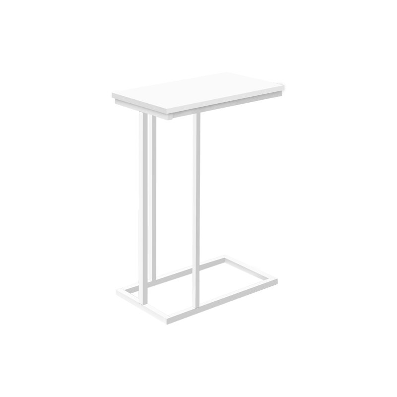 Table d'appoint, en forme de C, bout, côté, collation, salon, métal stratifié, contemporain, moderne, Blanc