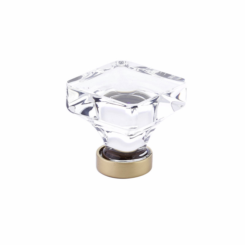 Lido Glass Square Knob, Satin Brass
