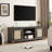 Farmhouse Rattan TV Stand Console Table For Tvs Up To 70 Inches, TV Console Table With 2 Storage Shelves,2 Natural Rattan Door Cabinets,65"W*15.55"D*23.86"H-1663026096