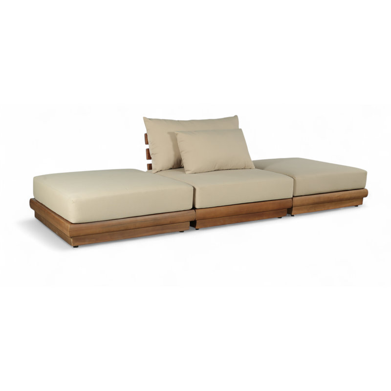 Ivry Water Resistant Fabric Upholstered Outdoor Patio Modular Sofa, Tan